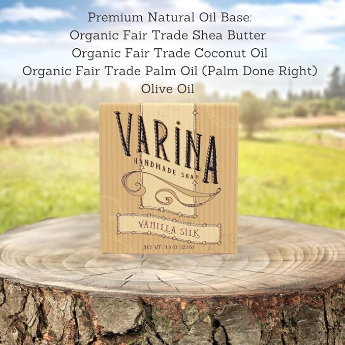 Varina Natural Vanilla Silk Bar Soap - Gentle Cleansing for Sensitive Skin, Sweet and Vanilla - 3 Pack