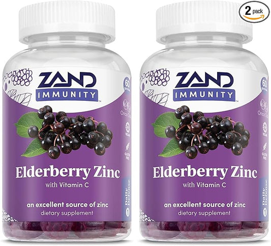 ZAND Elderberry Zinc Immunity Gummies with Vitamin C | Year-Round Immune Support for Children & Adults | 60ct, 30 Serv. (Pack of 2)