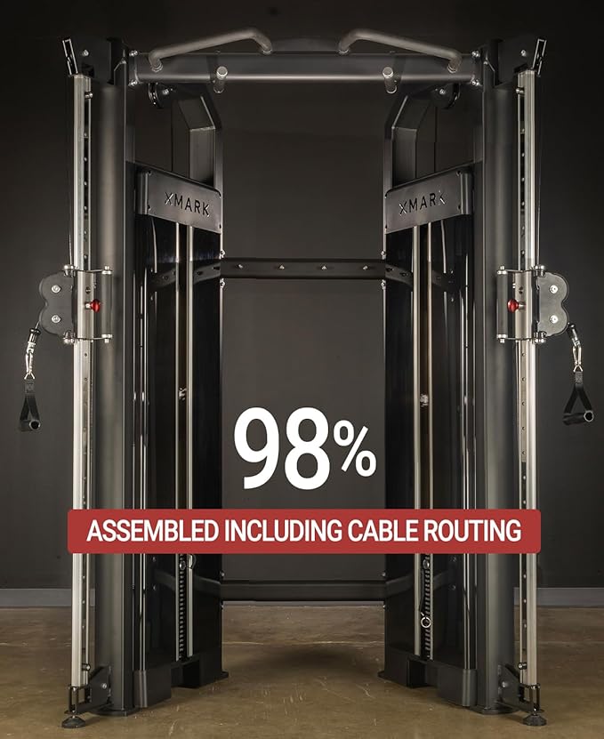 XMARK Functional Trainer with Dual Weight Stacks, All-in-One Cable Machine & Crossover for Full Body Strength Training at Home or Garage Gym