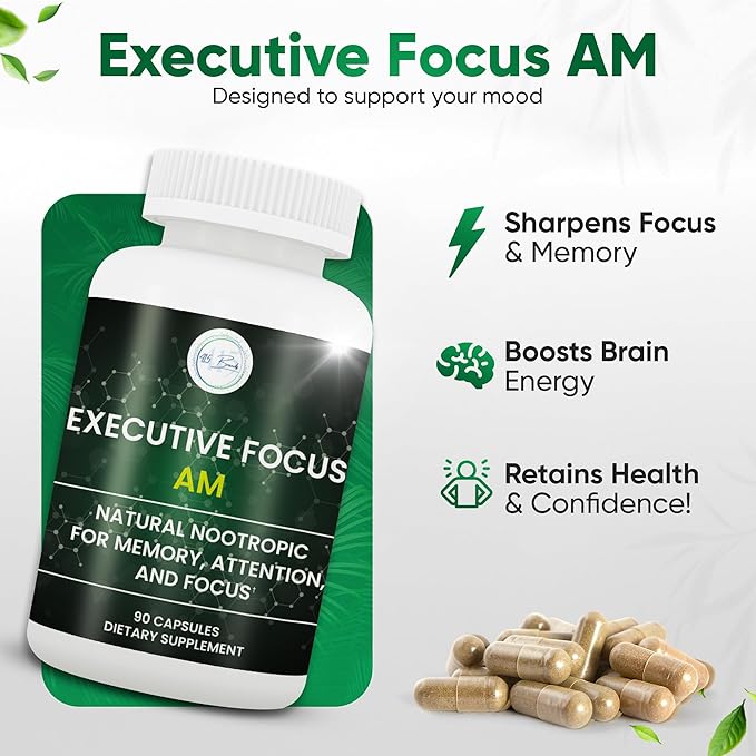 12-in-1 Natural Nootropic Brain Supplement for Memory and Focus, Nootropic for Men & Women, Brain Support Pill for Adults, Brain Vitamins - Focus 30 Day Supply