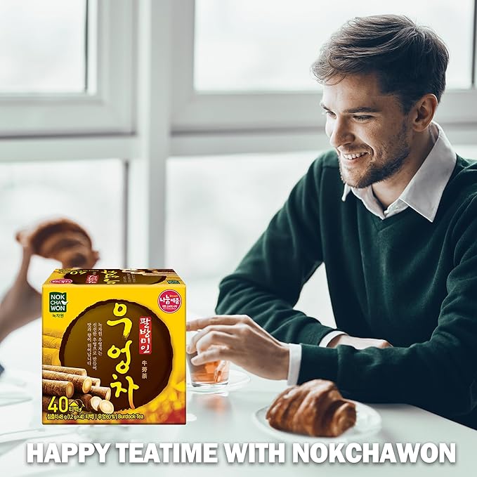 [Nokchawon] Burdock Root Tea, Burdock Tea, Pure Ingredient Herbal Tea from Korea, for Stocking Stuffers and White Elephant Gifts, 40 Count Tea Bags, 1.69oz(48g)