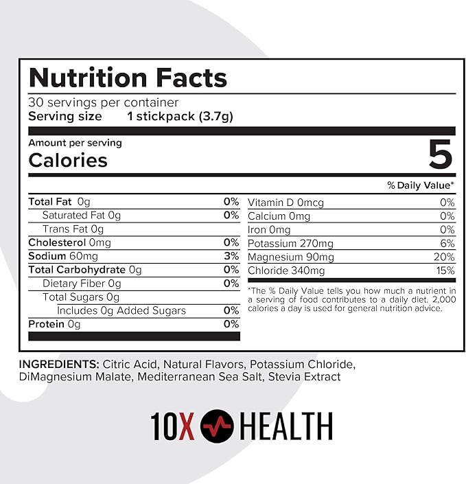 10X Health Electrolytes Powder Drink Mix Strawberry Lemonade w/Potassium, Magnesium & Mediterranean Sea Salt - Sugar-Free Electrolytes Powder - Non-GMO Electrolyte Packets - 30 Stickpacks