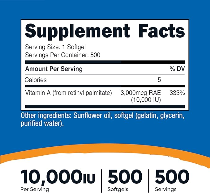 Nutricost Vitamin A 10,000 IU, 500 Softgel Capsules