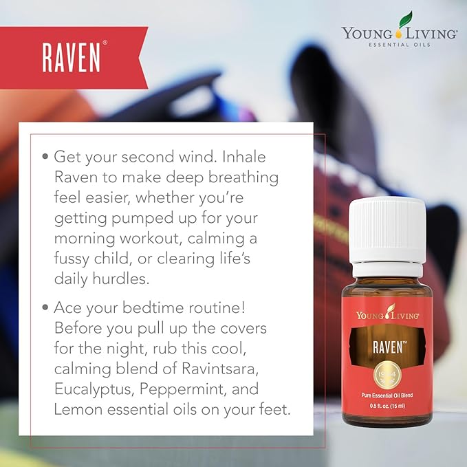 Young Living - Raven Essential Oil Blend 15 ml | Natural Breathing Support with a Cool Minty Aroma | Chest and Throat Relief | Inhalation Therapy | Aromatherapy Diffuser