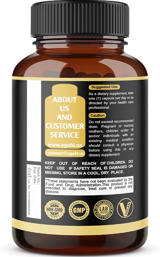 5in1 Premium Ashwagandha Capsules - Added Turmeric, Rhodiola Rosea, Ginger, Black Pepper - Strength, Spirit & Immune Support - 180 Caps for 6 Months