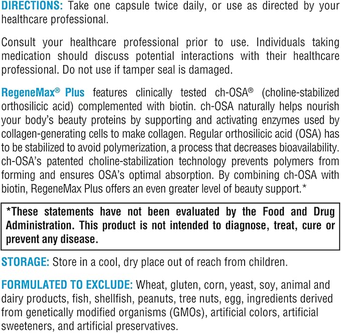 XYMOGEN RegeneMax Plus - Advanced Collagen Supplements with Biotin & Clinically Tested ch-OSA - Supports Skin, Hair, Nails & Bone Health - Collagen for Women & Men (120 Capsules)
