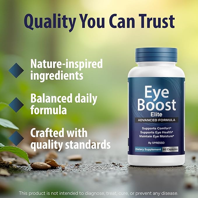 (1 Pack) Eye Boost Elite Capsules, Official EyeBoost Supplement Pills with Premium Ingredients, All Natural Advanced Formula Support for Clear Vision, Optimal Health & Visual Wellness (60 Capsules)