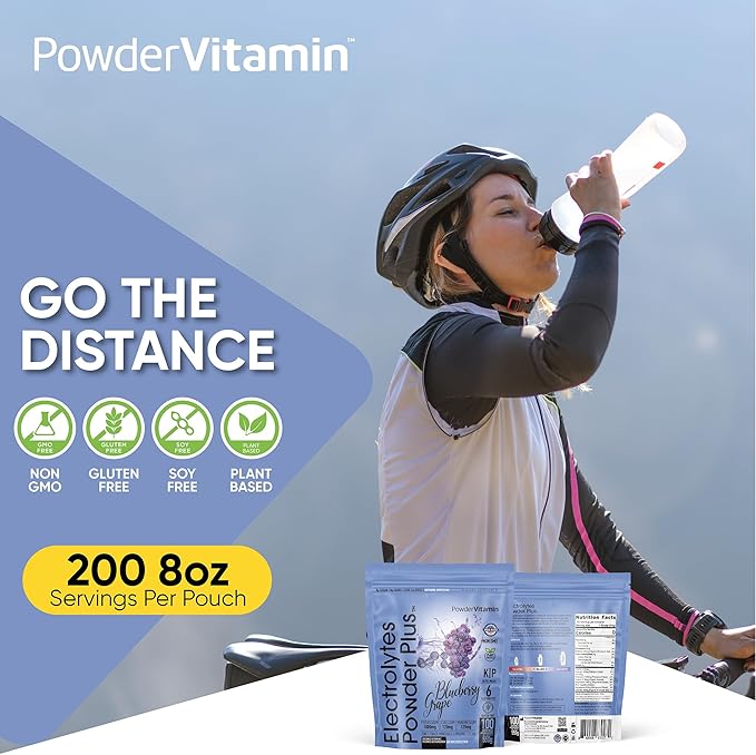 Electrolytes Powder Plus (100 Servings) Blueberry Grape Electrolyte Powder Sugar Free, Keto, 0 Sugar, No Maltodextrin, 1000mg Potassium,120mg Calcium,120mg Magnesium, Hydration