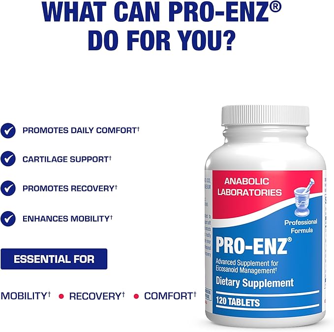 Pro ENZ Joint Support Supplement - Clinical Formula Turmeric Boswellia Supplement for Joint & Cartilage Mobility and Comfort Support Plus Eicosanoid Management with Proteolytic Enzymes (120 Servings)