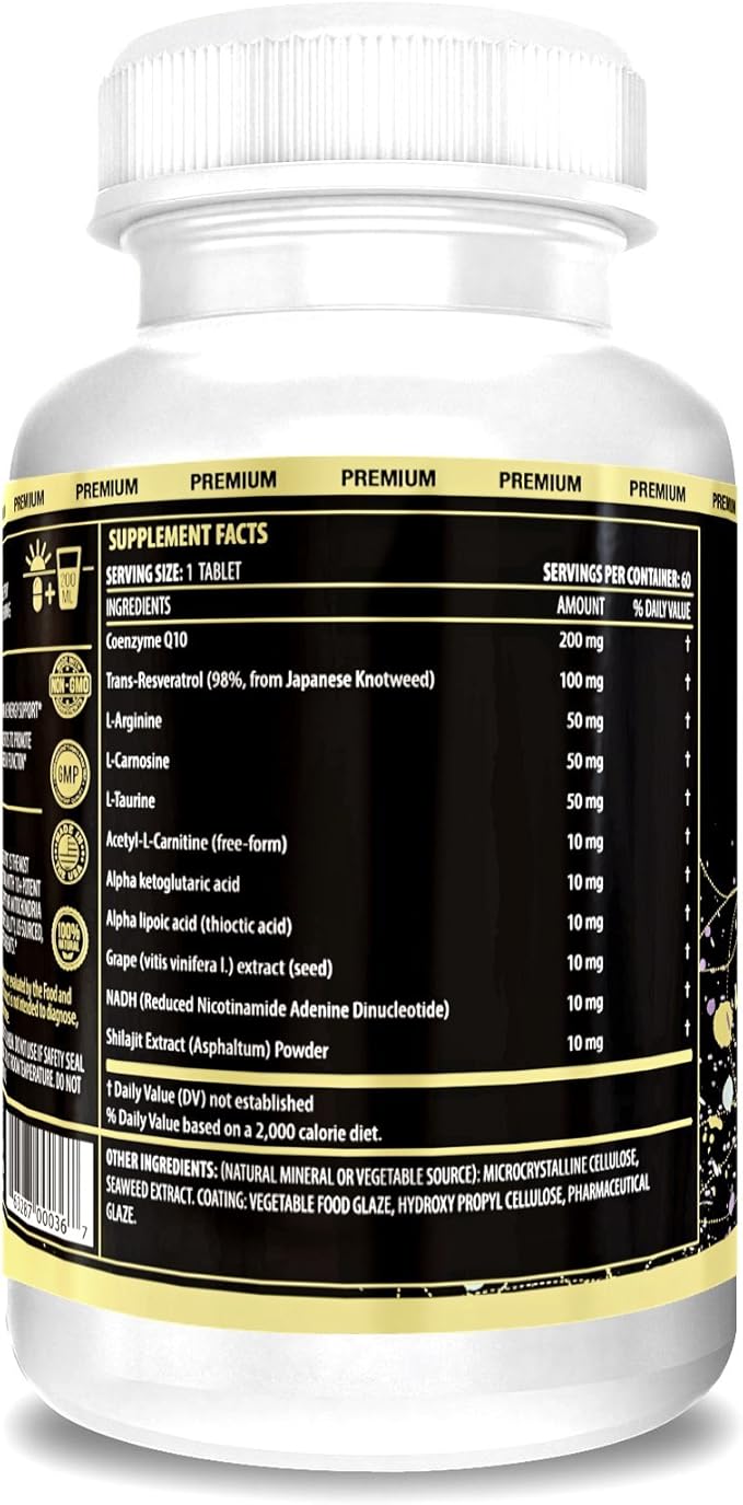Actif Mitochondrial Mega Support with 10+ Advanced Factors - Non GMO, Fast Acting, Mitochondria and Energy Support, Made in USA, 60 Count