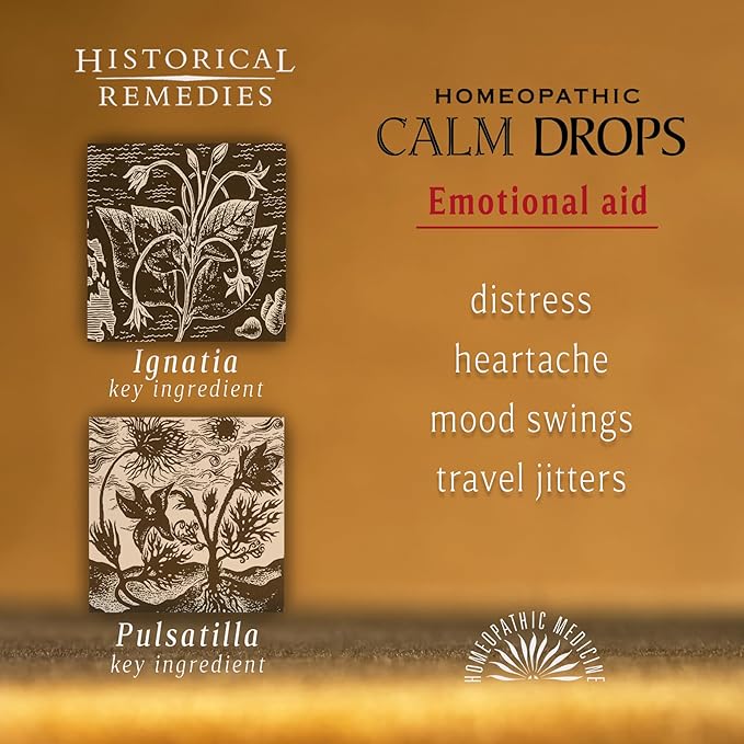 Calm Drops Homeopathic Lozenges (12 Pack)| Natural Care for Emotional Stress Relief, Vegan & Gluten-Free Organic Vanilla Flavor Drops to Promote Relaxation and a Sense of Calm