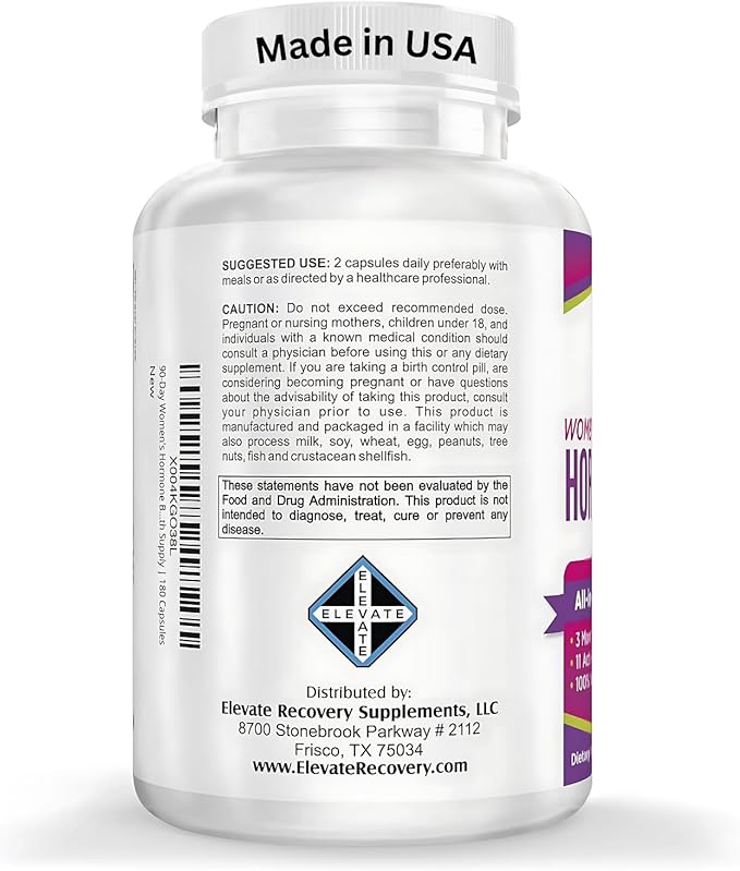 3-Month: Women's Hormone Support Supplement | All-in-1 Formula with 11 Active Ingredients | Female Hormonal Balance Supplements | 90 Day Bulk Supply | 180 Capsules