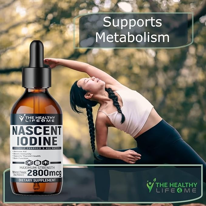 Nascent Iodine Supplement | 2800mcg | Potassium Iodide | Iodine Drops | 100% Vegan | Clear Color | Large 2oz