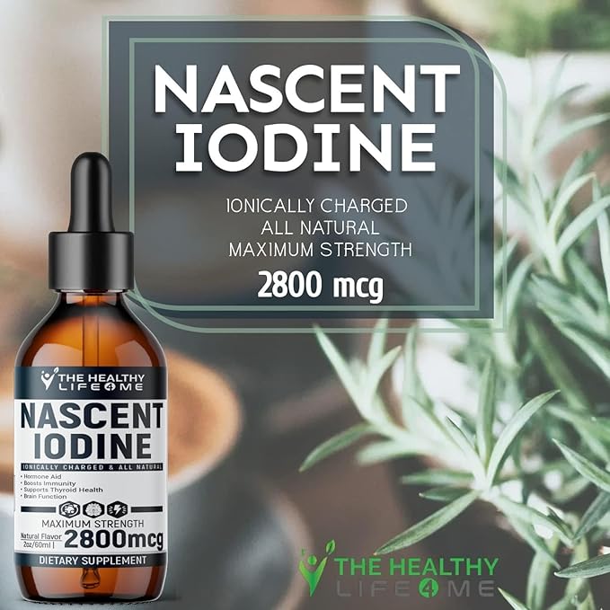 Nascent Iodine Supplement | 2800mcg | Potassium Iodide | Iodine Drops | 100% Vegan | Clear Color | Large 2oz