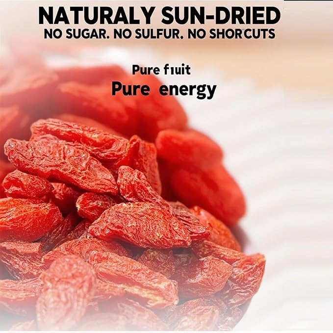 DABC OAK LAND Goji Berries, 1 LB Wolfberry Premium Large Berry Form 5A Wolfberry 100% Natural Sun-Dried Whole Fruit, S Great Flavor for Soup Drinks, Snacks, Beverages 2x 8OZ/Bag XXXL