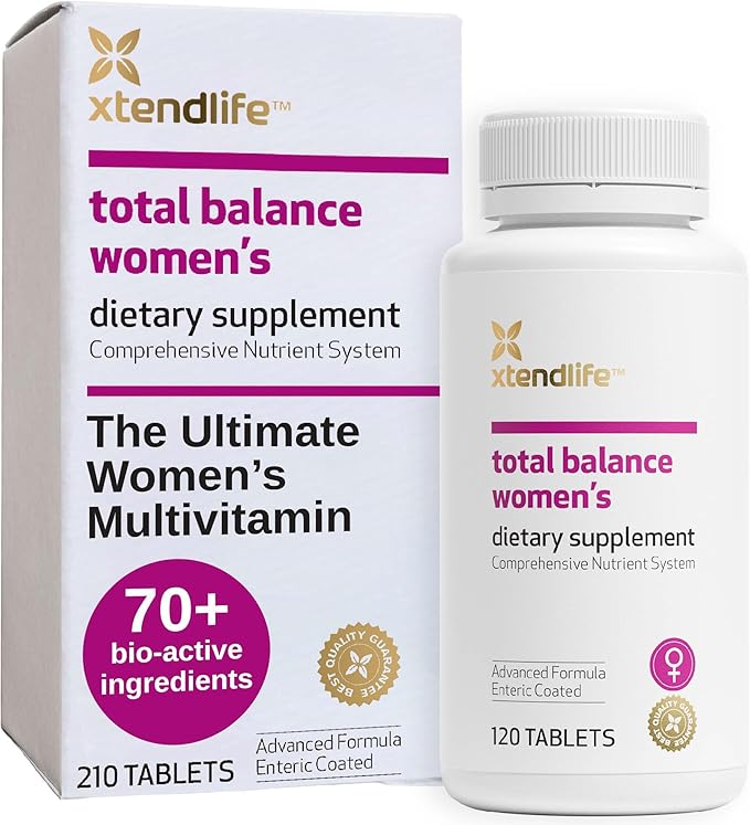 Xtendlife Total Balance Women's Standard Daily Multivitamin - 70+ Bio Active Ingredients for Immune, Heart, and Cellular Support - 30 Day Supply