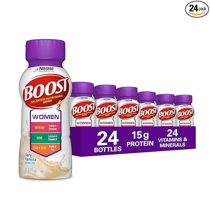 BOOST Women Balanced Nutritional Drink, Very Vanilla, 8 fl oz (Pack of 24)