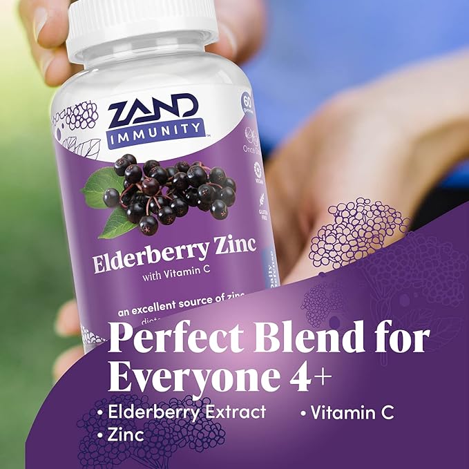 ZAND Elderberry Zinc Immunity Gummies with Vitamin C | Year-Round Immune Support for Children & Adults | 60ct, 30 Serv.