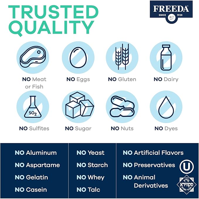 FREEDA Prenatal Vitamin - Kosher Prenatals - Prenatal Vitamins with Iron, Prenatal Folic Acid, Choline, Vitamin D - One Daily Pre Natal Multivitamin Support for Pregnant & Lactating Women (250)