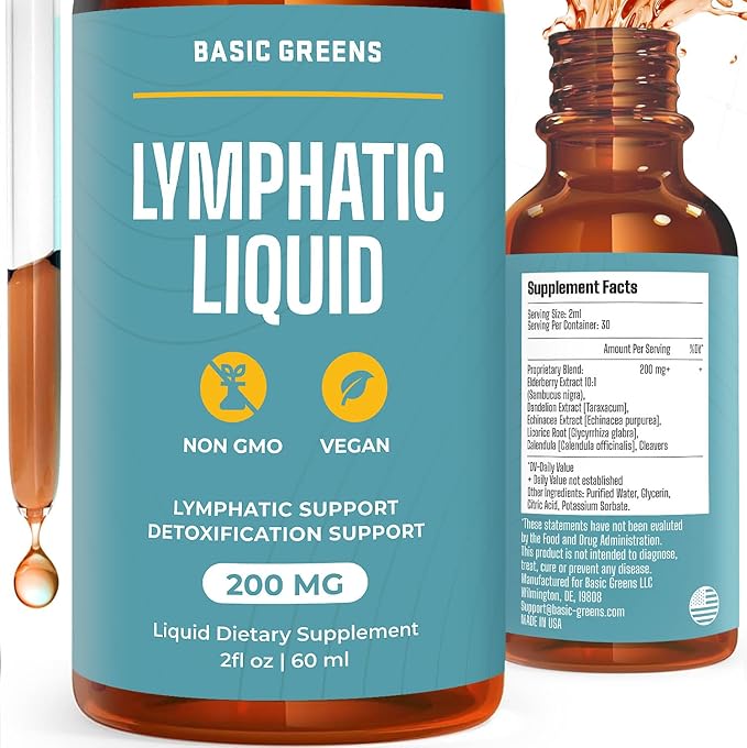 Lymphatic Support Liquid – Natural Immune Booster for Lymphatic Drainage, Fluid Balance, and Daily Cleanse, Easy - Absorb Liquid Formula for Wellness Support, 2 Fl Oz