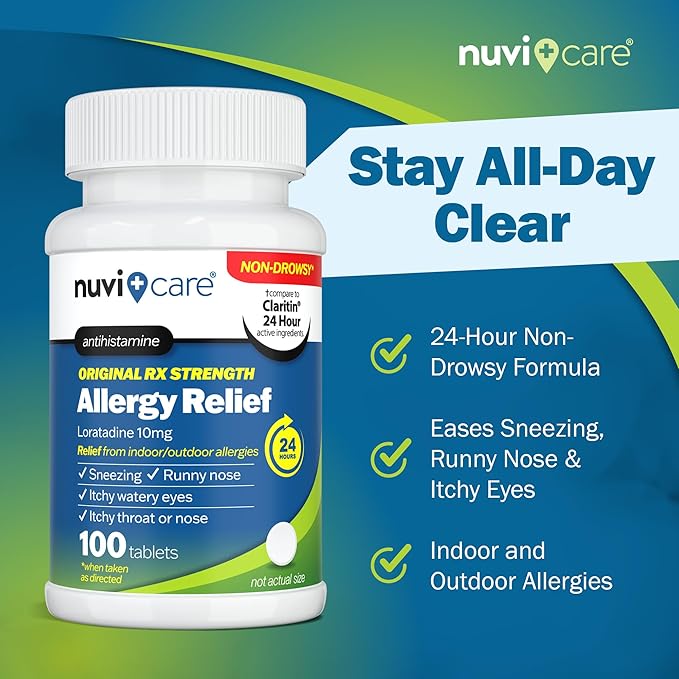 24-Hour Nondrowsy Allergy Relief Tablets – Loratadine 10mg – Generic – Daily Allergy Medicine Non Drowsy Antihistamine for Adults and Kids Age 6 & Older (100 Count)