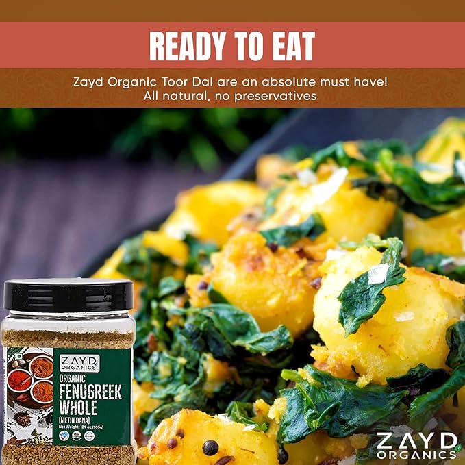 Zayd Organic Fenugreek Seeds | 1.3 lb | Whole Methi Seeds, USDA Organic, 1.3 lb (595g)