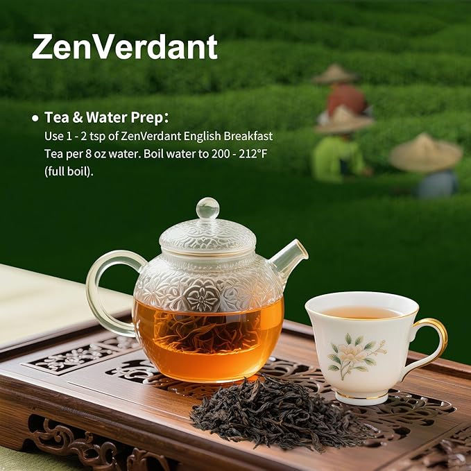 ZenVerdant Unique Breakfast Tea Blend - 3 Premium Wuyi Rock & Black Teas, Loose Leaf, Resealable Pouch | Floral Notes, Caramel Sweet Aftertaste, Smooth & Non-Bitter | 3+ Steeps