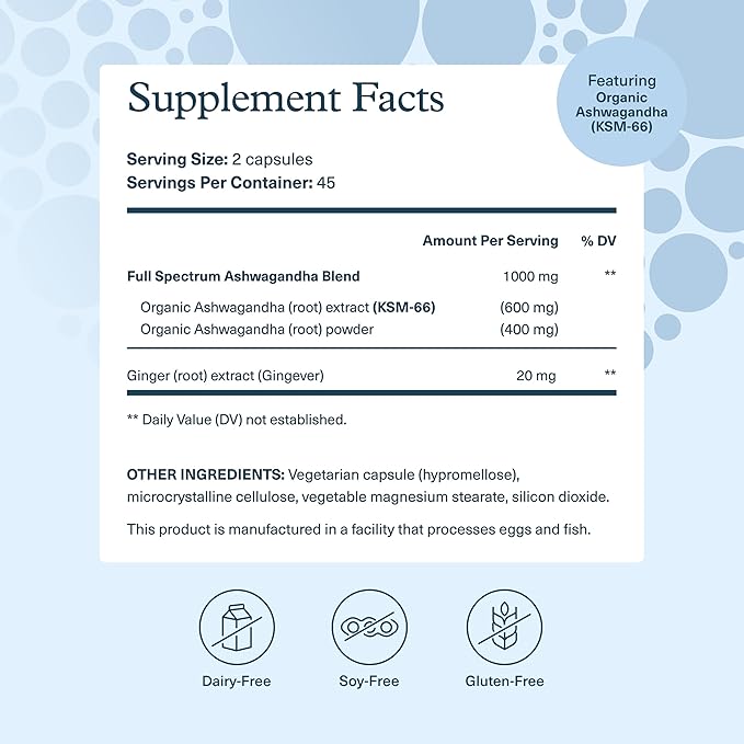 Youtheory Ashwagandha - 1,000 mg - Stress & Cortisol Support Supplement - Adaptogenic Herbal Blend with KSM-66 Ashwagandha & Ginger - 90 Vegetarian Capsules
