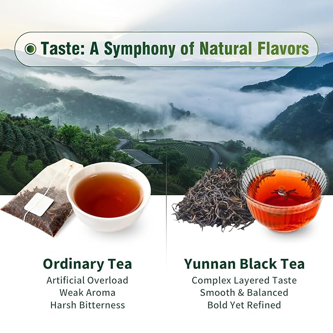ZenVerdant Gourmet Yunnan Black Tea | Premium Loose Leaf Breakfast Tea | Fresh Harvest & Resealable Bag