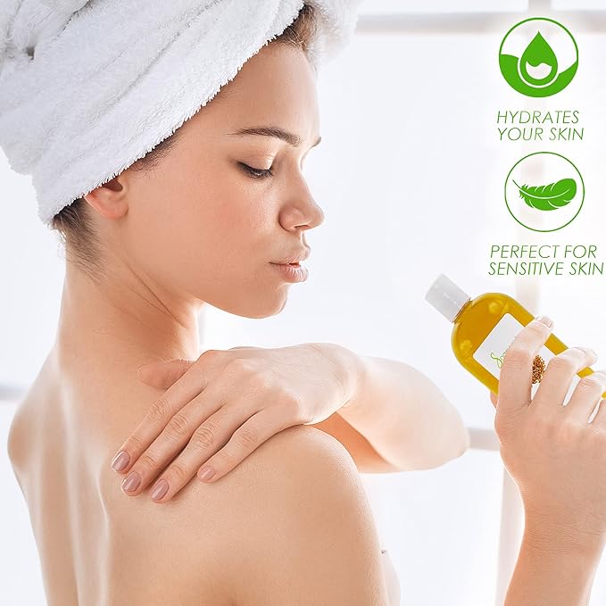 Soapeauty Flax Seed Oil Unrefined Cold Pressed 100% Pure and Natural | for Skin, Hair and DIY Recipes | Source of Omega-3 & ALA | 32 fl oz