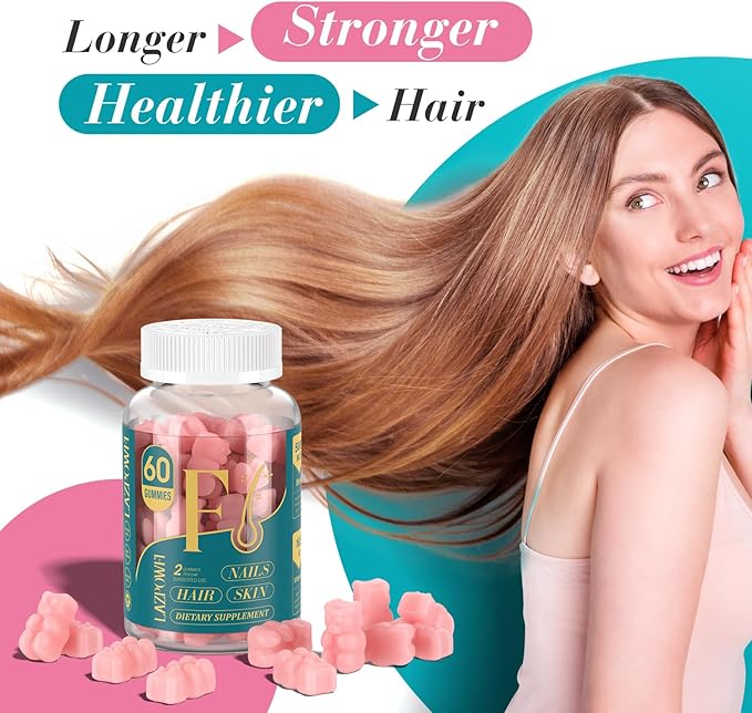 Biotin Gummies -Hair Skin and Nails Vitamins for Men & Women, Vegan Vitamin B7, Supports Hair Growth and Stronger Nails,90 Day Supply-Raspberry-3 Pack