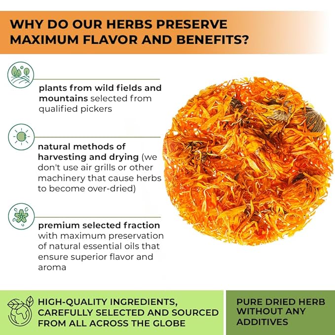 50 Bags Calendula Tea Dried Calendula Flowers Herb Herbal Tea - 50 Count 1.5 g Flower Herb