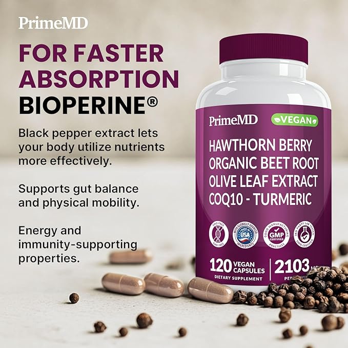 26-in-1 Nitric Oxide Supplement - Heart & Circulation Support with CoQ10, Turmeric, Organic Beet Root, Hawthorn Berry & Garlic - 2103mg per Serving (120ct, Pack of 2)
