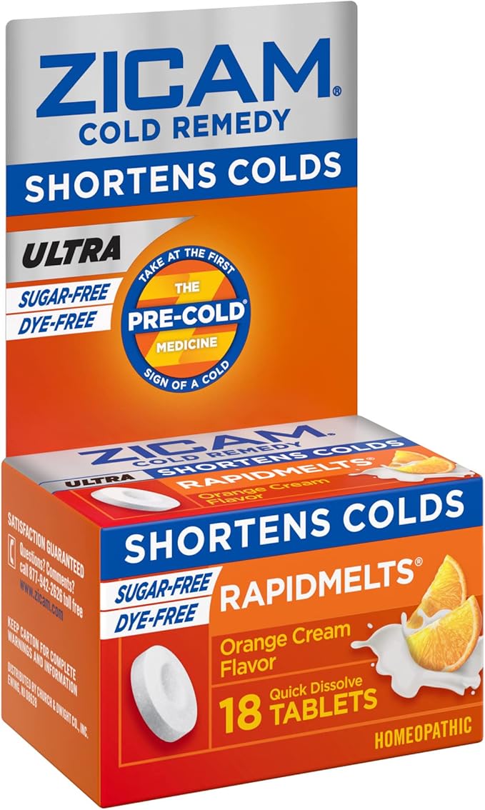 Zicam Cold Remedy Zinc Rapidmelts | Orange Cream Flavor | Shortens Cold Duration | Sugar-Free | Homeopathic
