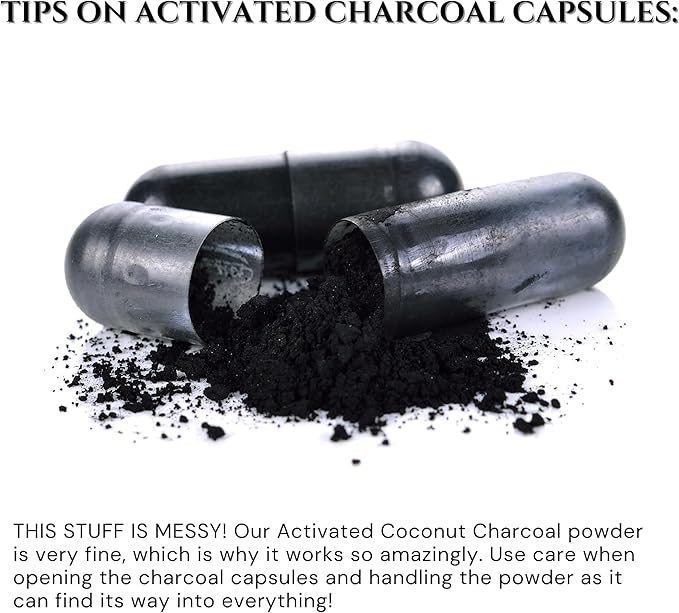 Activated Coconut Charcoal Capsules- Supports Health - Vegan, Organic, Non-GMO, No Additives - X-Large Bottle 210 Count - Pack of 3