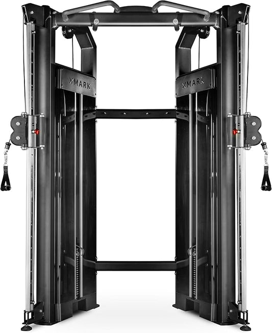 XMARK Functional Trainer with Dual Weight Stacks, All-in-One Cable Machine & Crossover for Full Body Strength Training at Home or Garage Gym