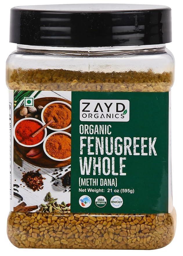 Zayd Organic Fenugreek Seeds | 1.3 lb | Whole Methi Seeds, USDA Organic, 1.3 lb (595g)