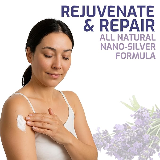 Silver Biotics Nano Silver Healing Lotion Cream Lavender Scent Infused SilverSol and Hyaluronic Acid | All Natural Ingredients to Heal, Smooth Your Skin Blemishes and Scars (3.4 oz.)