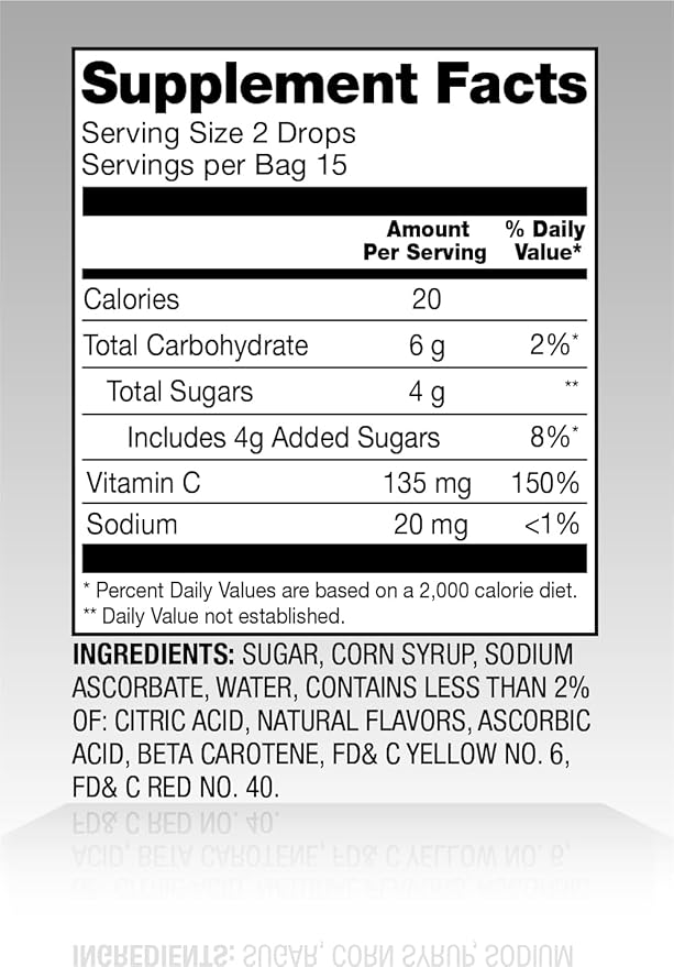 Amazon Basic Care Vitamin C Supplement Drops, Lemon, Orange & Grapefruit, 140 count (Previously SoundHealth)