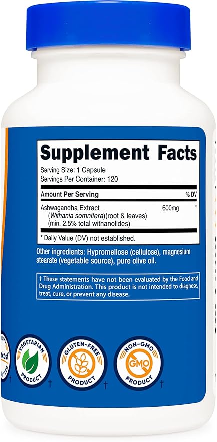 Nutricost Ashwagandha Herbal Supplement 600mg, 120 Capsules - Ashwagandha Root (2 Bottles)