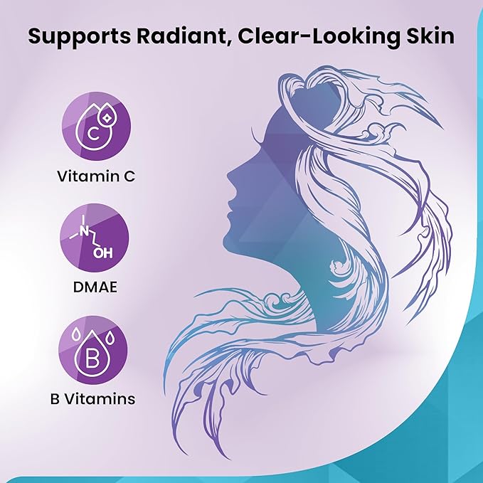 Organic Excellence Hair Skin Nail Vitamin Supplement with Biotin, Hyaluronic Acid, MSM – Advanced Absorption - 3 Month Supply