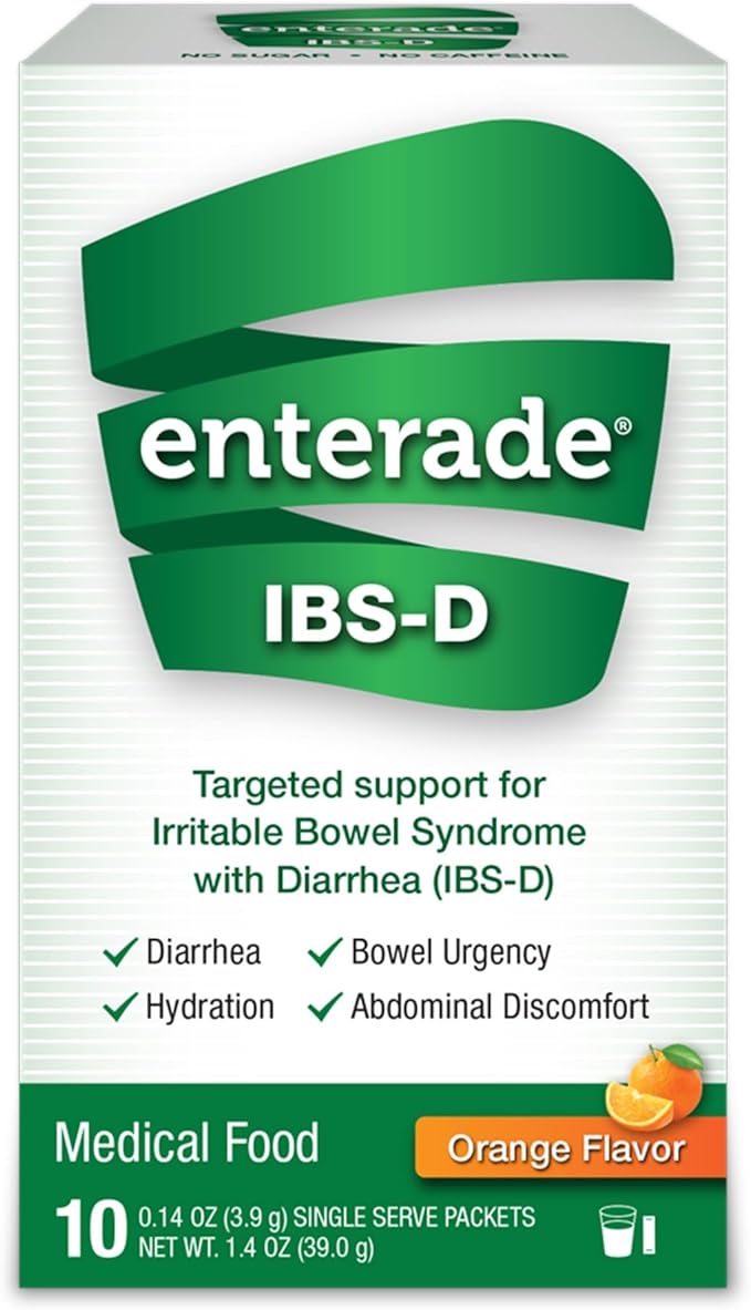 enterade IBS-D Powder Packets for IBS Relief of Symptoms from Irritable Bowel Syndrome with Diarrhea (IBS-D) - Orange, 1 Pack of 10 Single-Serving Powder Packets