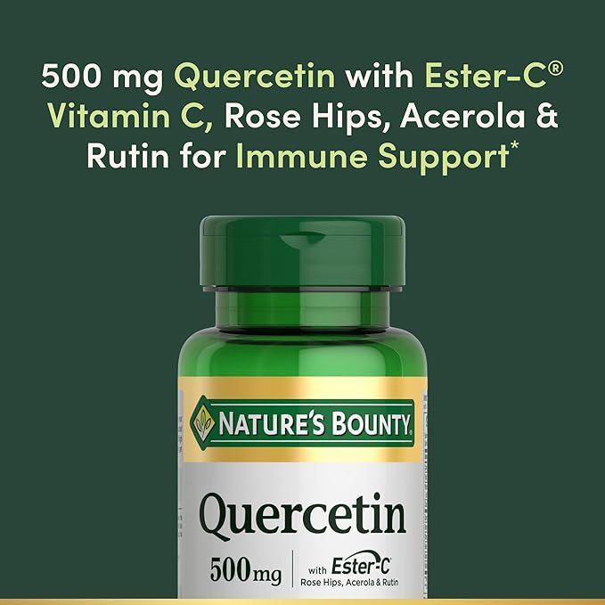 Nature’s Bounty Quercetin, Immune Support, 500mg, With Vitamin C, Rose Hips, & Rutin, 60 count