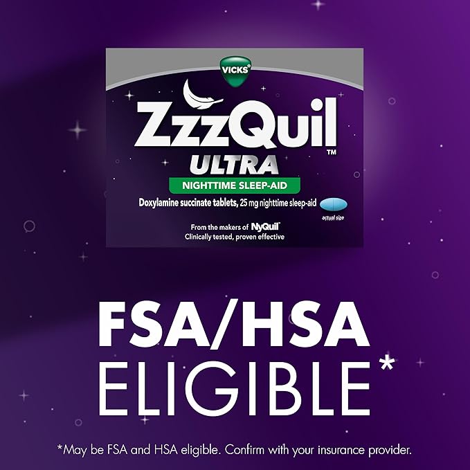 ZzzQuil ULTRA, Sleep Aid, Doxylamine Succinate 25mg, Sleep Aids for Adults, Nighttime Sleep Aid, 48 Tablets