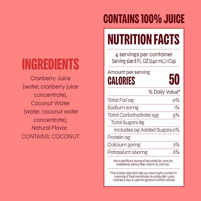 Revl Fruits™ 100% Juice, Boldly Cran™ Cranberry Juice, No Added Sugar, 32 fl oz. Carton (Pack of 4)