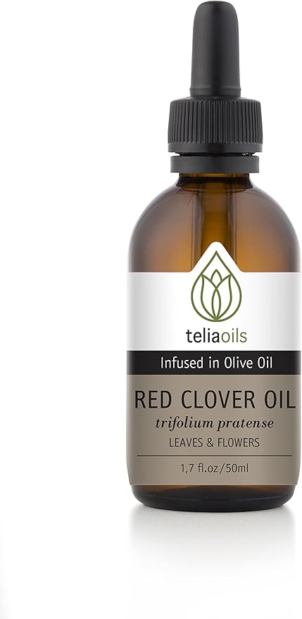 Teliaoils Red Clover Extract Infused in Olive Oil – Macerated Herbal Oil for Skin Elasticity, Anti-Aging Hair Health Women’s Wellness – 1.7 Oz (50ml)