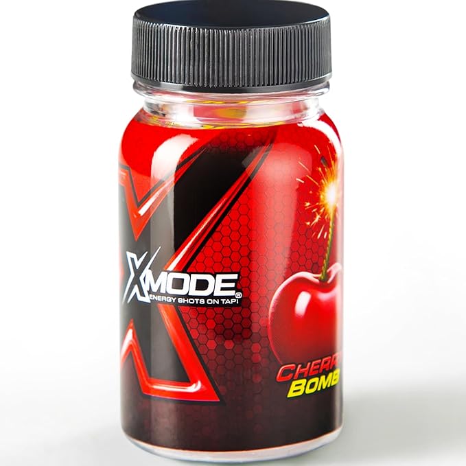 XMODE Energy Shots on Tap with Dispenser & 2 Bottles, 100 Servings - Cherry Bomb Flavor Energy Caffeine Shots - Quick Energy Boost Shots with Vitamins B6 & B12, Caffeine - Great Taste, Zero Calories