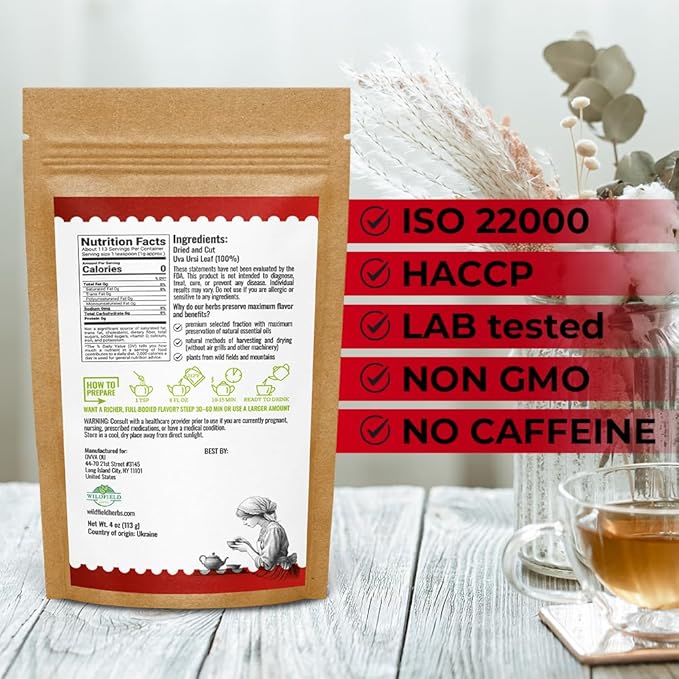 4 oz. Uva Ursi Leaf Uva Ursi Tea Herbal (Arctostaphylos Uva-Ursi) - 113g Uva-Ursi Herb Tea Arctostaphylos Uva-Ursi