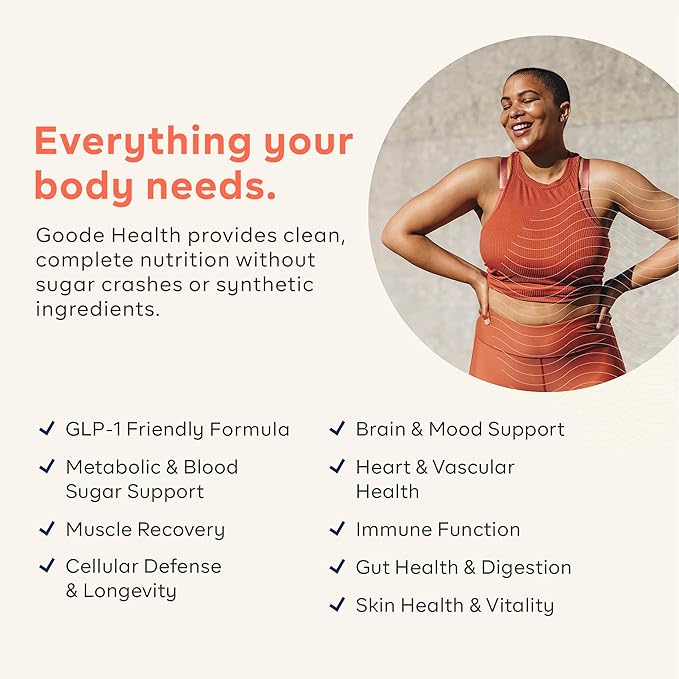 Goode Health Meal Replacement Shake, Moroccan Chocolate - 15g Plant-Based Vegan Protein Powder - High Fiber Meal Replacement Shake - Dairy Free, Gluten Free, Zero Sugar - GLP-1 Friendly