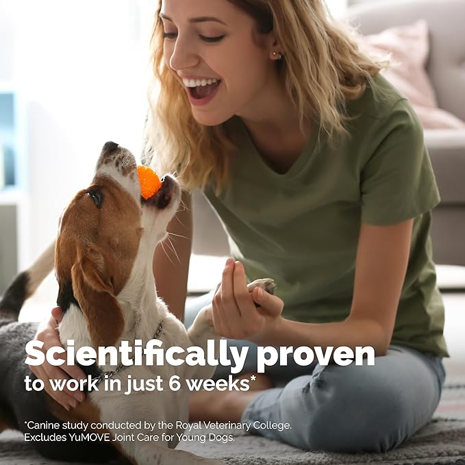 Yumove Hip & Joint Supplement for Dogs with Glucosamine, Hyaluronic Acid, Green Lipped Mussel & Omega 3 Joint Supplement - Regular or Advanced Strength (120 Count, Chewable Tablets)